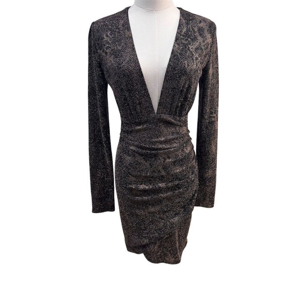EUC Alice + Olivia Women's Long Sleeve Snake Print Wrap Dress Size S